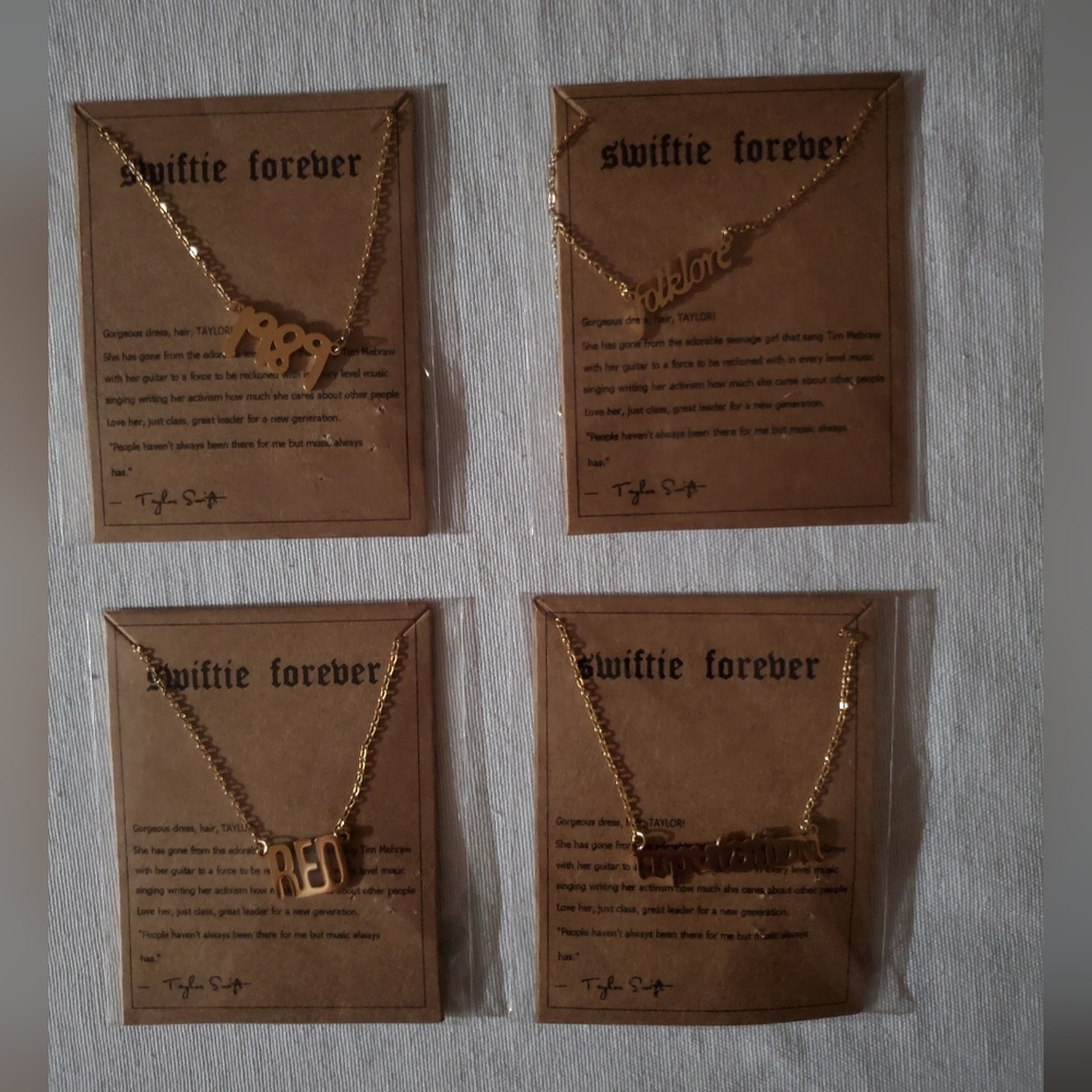 New Taylor Swift Swiftie Forever necklace set of 4 RED REPUTATION 1989 FOLKLORE